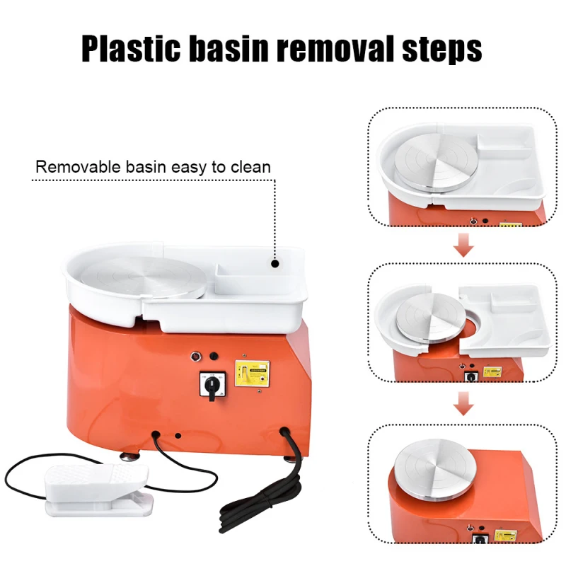 

Pottery Wheel 25CM Pottery Forming Machine 350W Electric Pottery Wheel With Foot Pedal Detachable Basin Ceramic Clay Art Craft