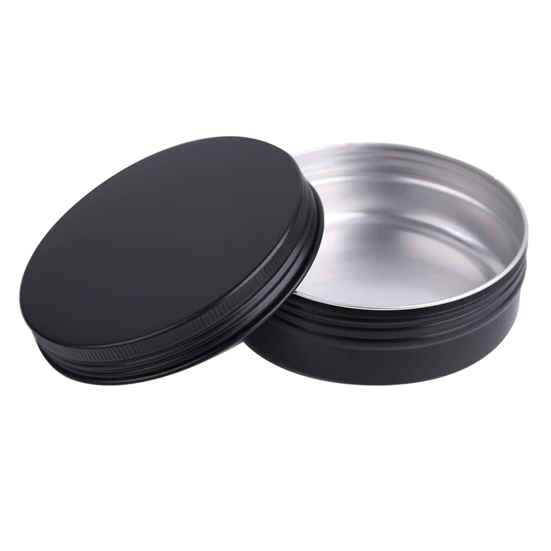 60Pcs 100g 83*28mm Matte Black Aluminum Jar Cosmetic Lotion Bottle Empty Cream Container Tin Pot