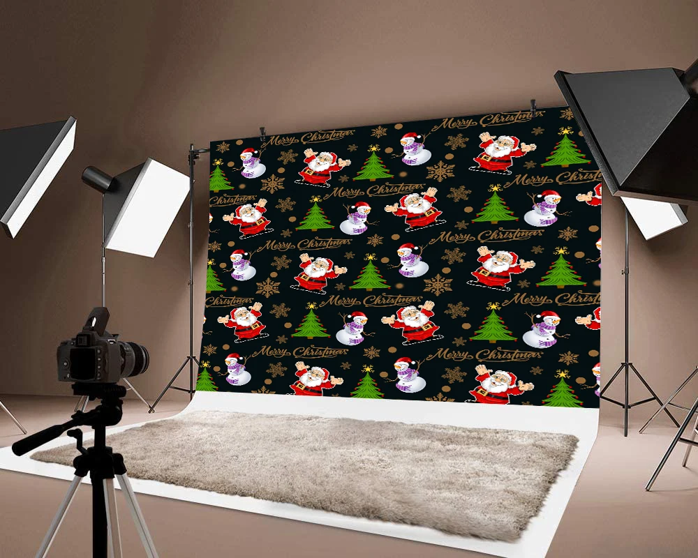 

Milsleep Xmas Tree Santa Claus Backdrops Photo Black Photograph Merry Chirstmas Gift Background Child Festival Party Backdrop