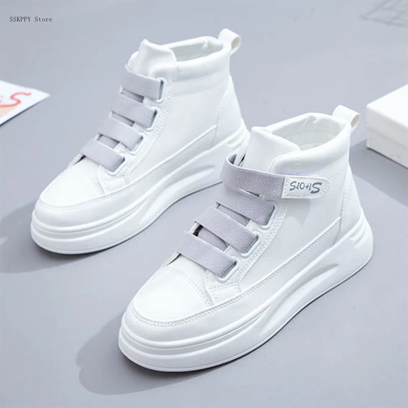 Ladies White Vulcanized Shoes Popular Korean Breathable Sports Shoes 2022 High-top Thick-soled Casual Men's Shoes  Women Shoes