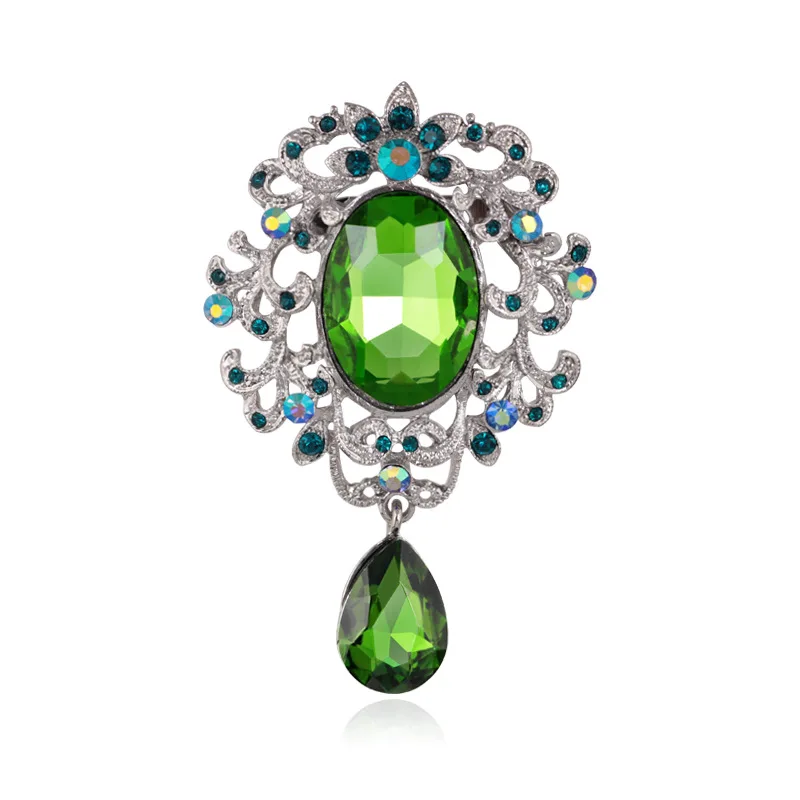 Женская брошь в форме капли воды с голубым кристаллом Букет Модные Ювелирные