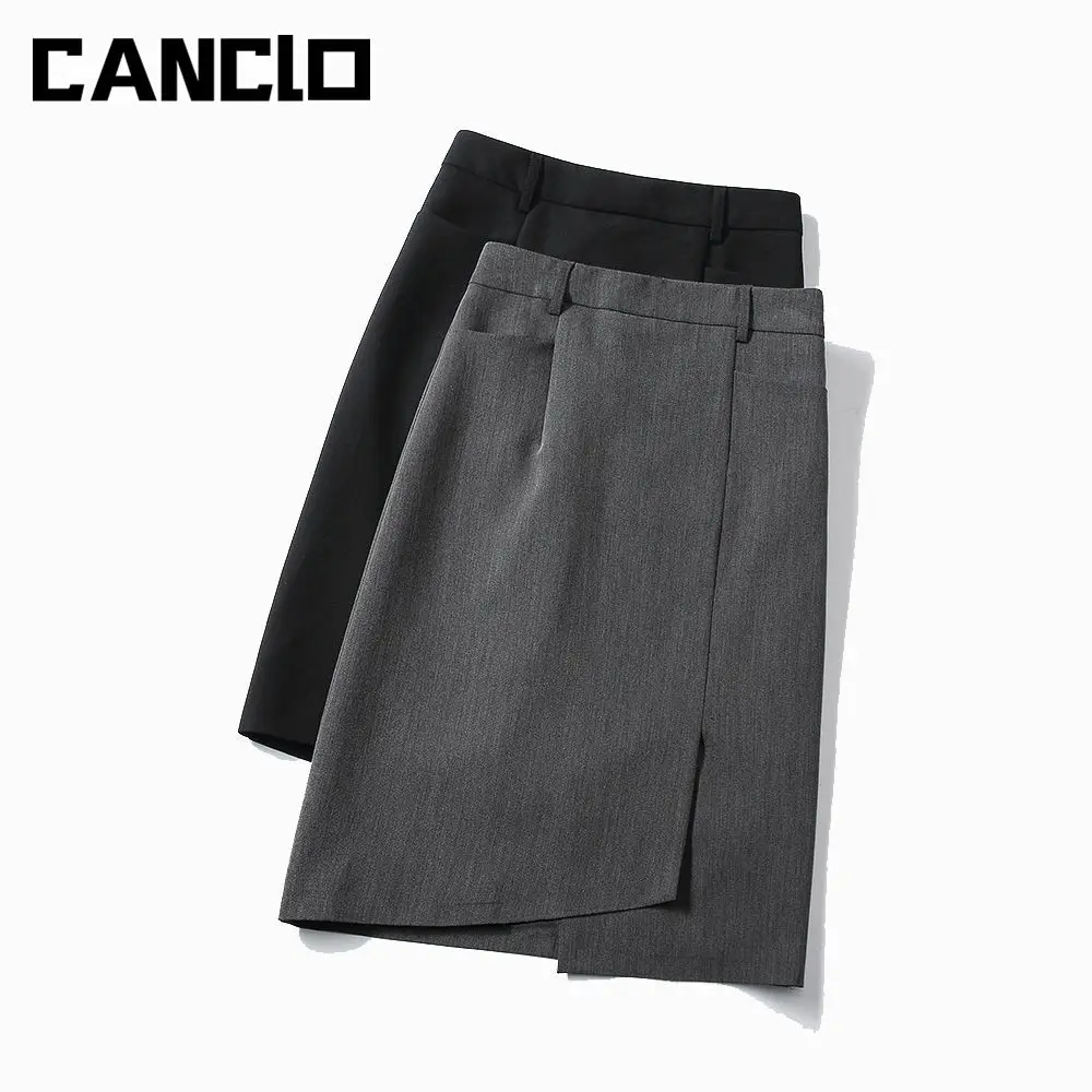 

New Summer Mini Skirt Solid Ladies Irregular A-line Mid-length Skirt Lady Skirt Pencil High Street Casual Back Zipper Skirt