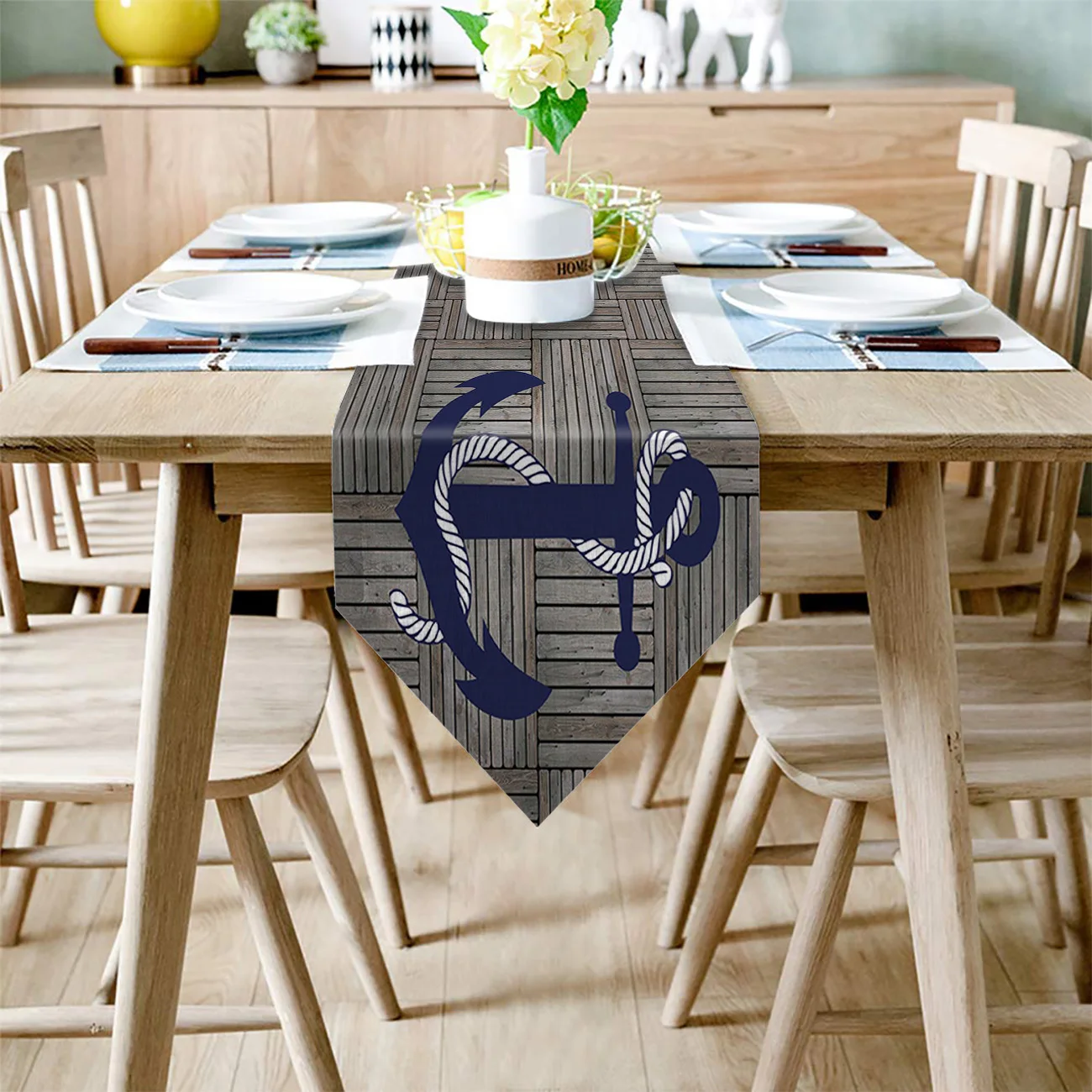 Скатерть в стиле ретро с изображением якоря и дерева декор для кухни скатерть