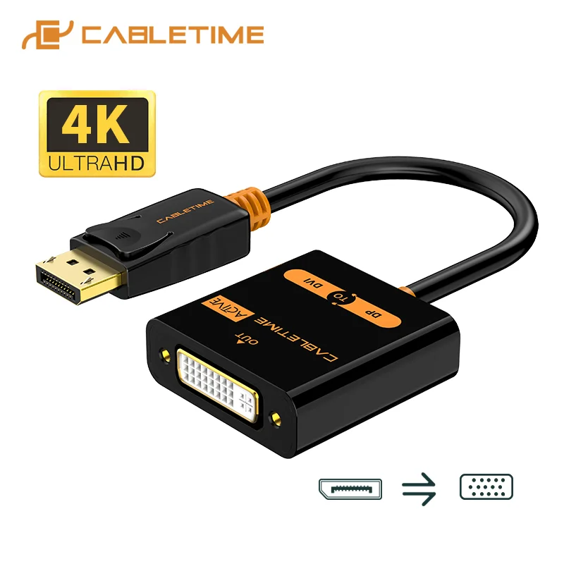 Переходник CABLETIME Displayport DVI штырь гнездо активный DP переходник к удлинителю 1080P 3D
