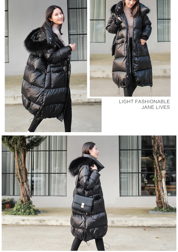 Новинка Зима 2020 толстый теплый пуховик Черный с капюшоном и меховым