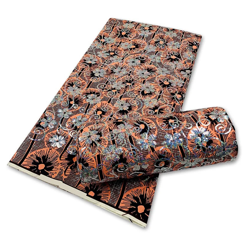 

Latest Sequins African Fabrics 100% Cotton Batiki Wax Prints Kitenge/Pagnes/Kikwembe Embroidered Sequins YXL-162