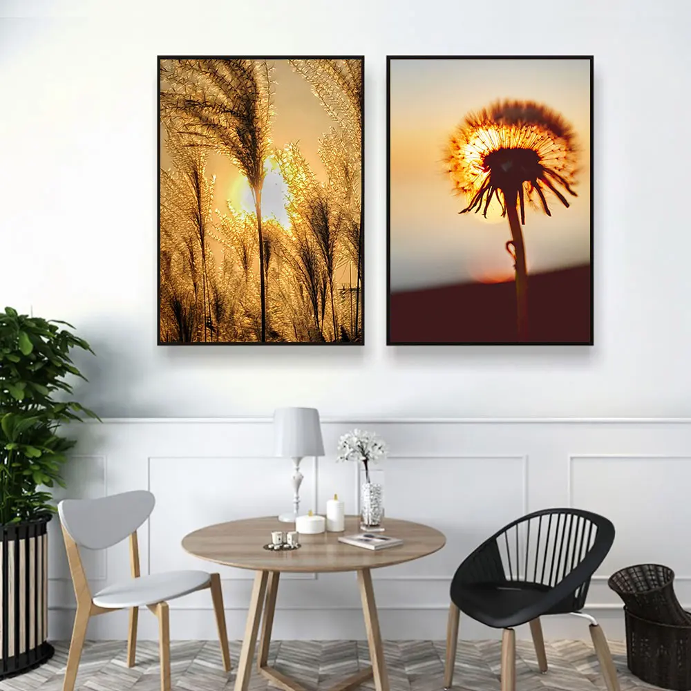 Пейзаж стены искусства холст картины пейзажи природы Плакат Одуванчик картина