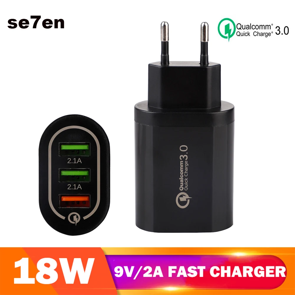 3 USB зарядное устройство QC3.0 Быстрая зарядка настенное зарядное устройство адаптер для мобильного телефона ЕС вилка Универсальное зарядное устройство для мобильного телефона s для Xiaomi