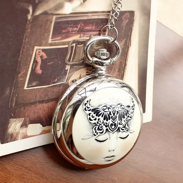 Мужские и женские карманные часы в стиле ретро кварцевые с ожерельем модные