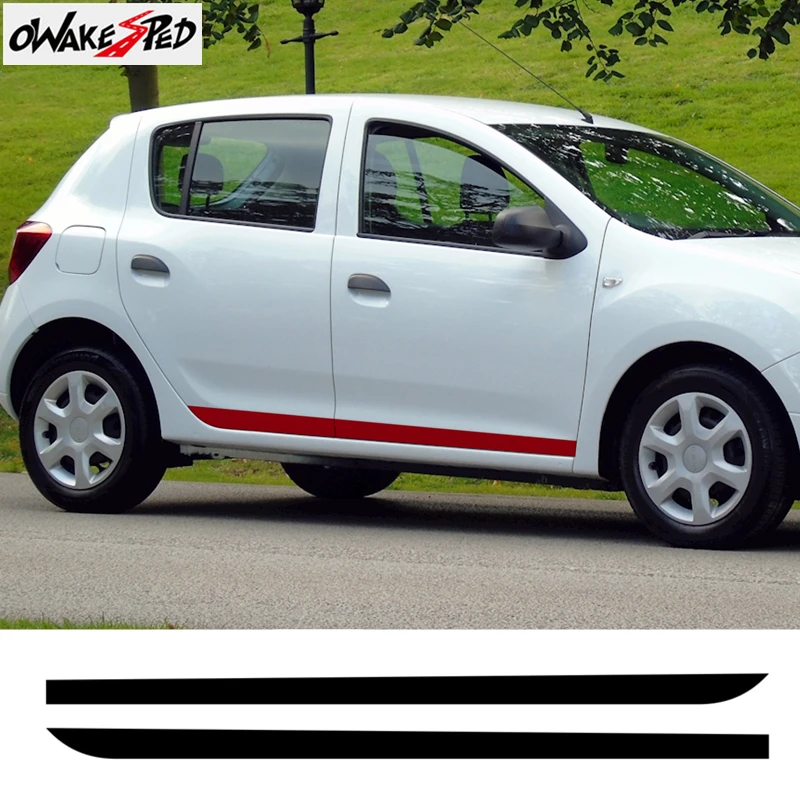 

Carbon Fiber Sport Stripes Decor Stickers Vinyl Decals For Renault Dacia Sandero Car Door Styling Auto Body Side Skirt Stickers