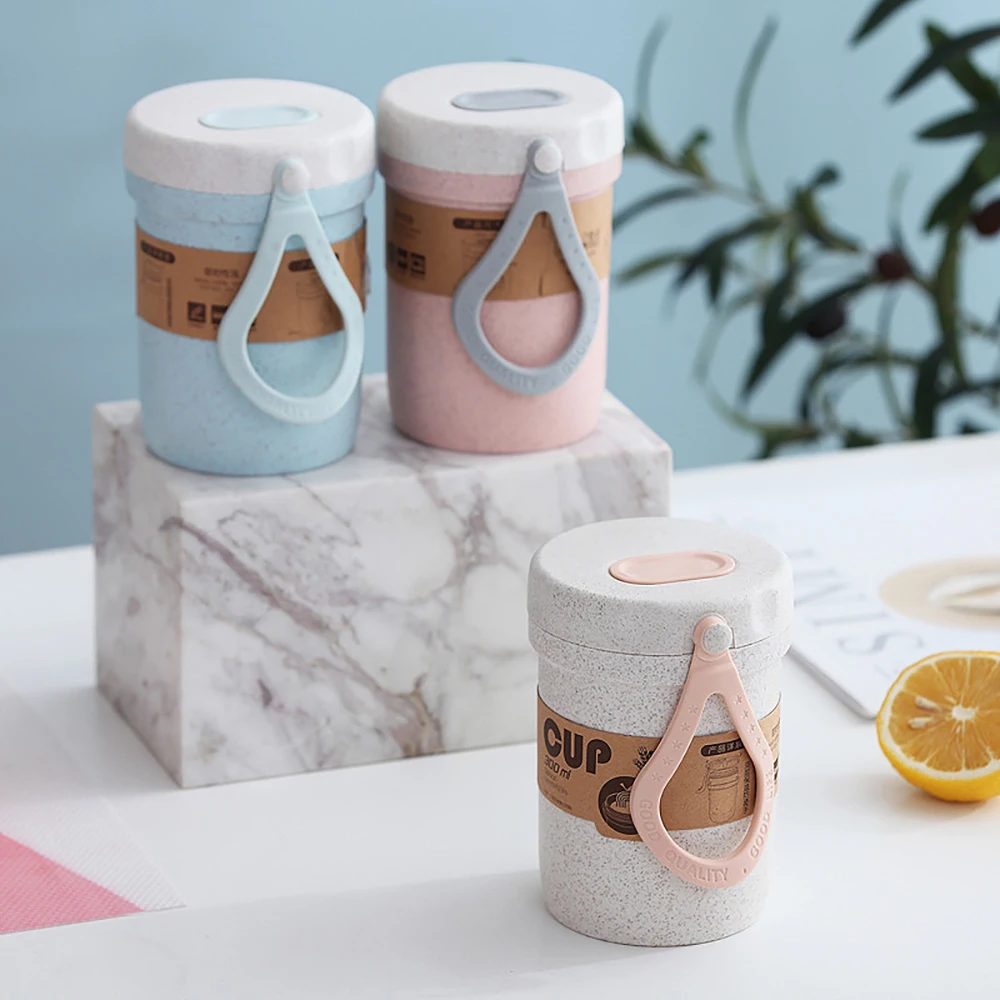 Здоровый материал пшеничная соломенная герметичная чашка для супа с крышкой