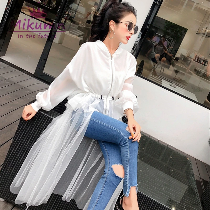 Куртка женская Солнцезащитная в стиле Харадзюку модная длинная свободная