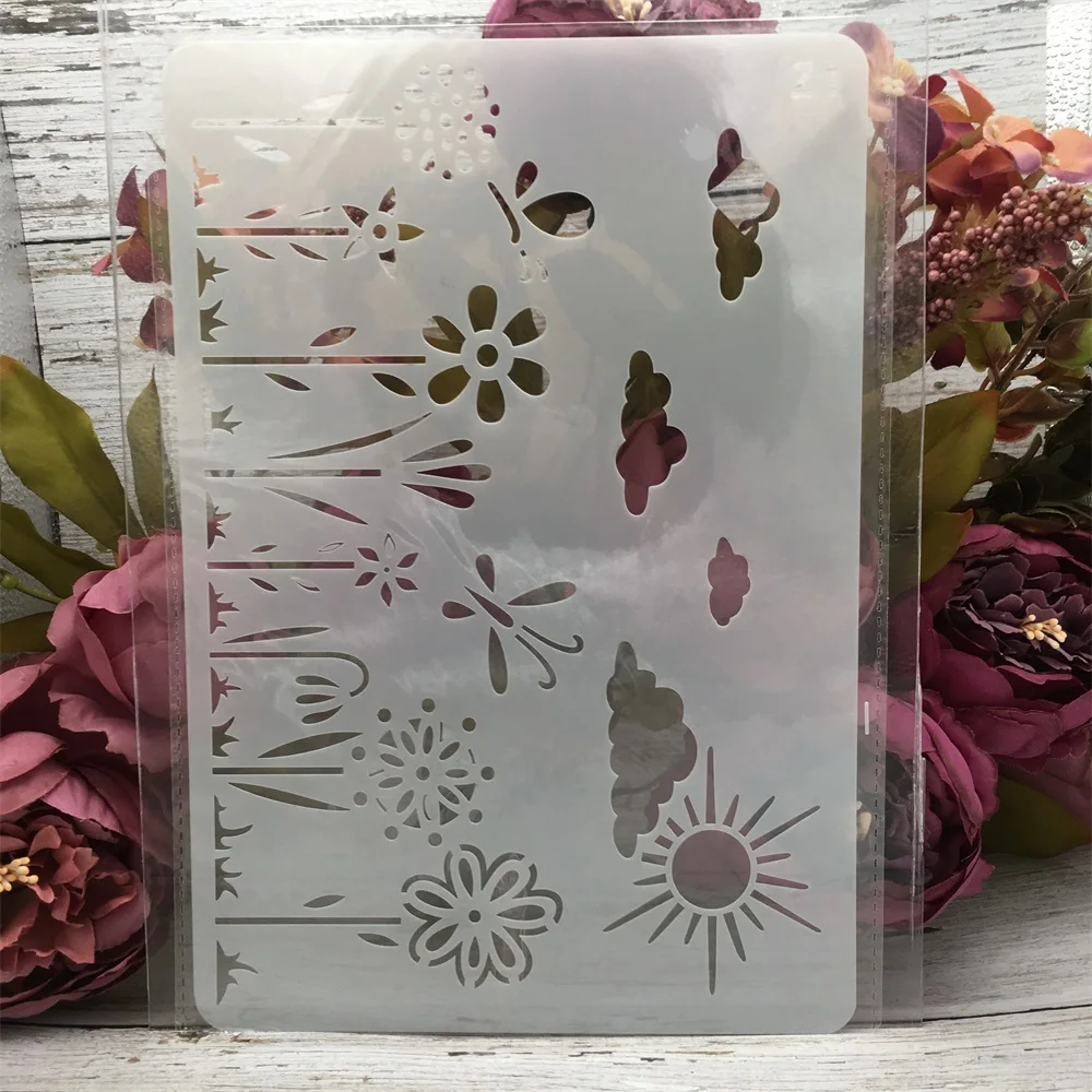 

1 шт. 26*17 см Солнцезащитные облака растения DIY слойные трафареты настенная живопись искусственное тиснение фотография шаблон