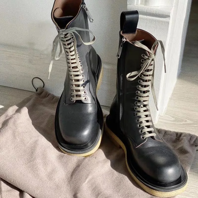 Fujin/Женские Ботинки на каблуке молнии из натуральной кожи высокое качество