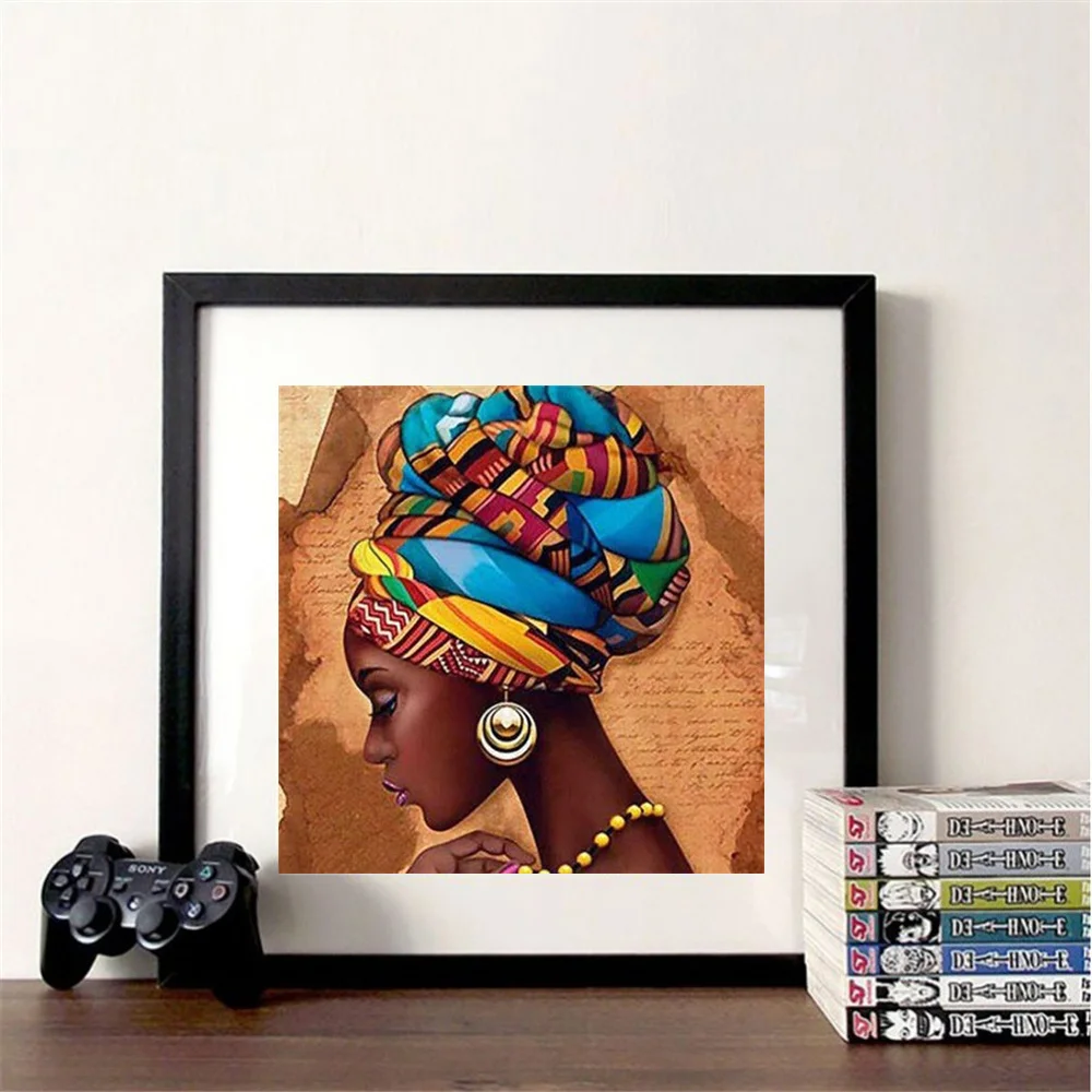 5D алмазная вышивка сделай сам квадратная Круглая Мозаика Женская африканская