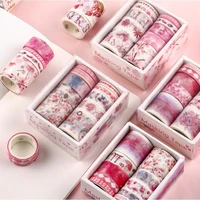 10 rollsboxed tape pink japanese masking tape decoration and paper tape diy stationery for student diary photo albums