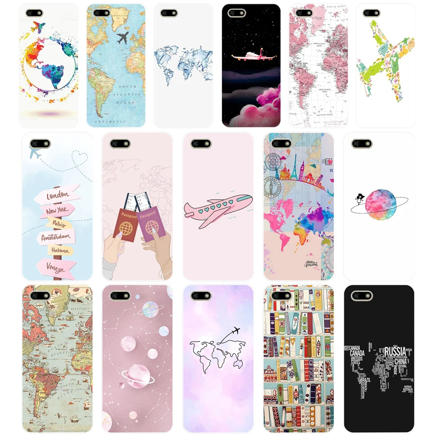 78AA карта мира Мягкий Силиконовый ТПУ чехол для телефона Huawei Honor 7A PRO 5,45 5,7 7C 7X Y5 2018