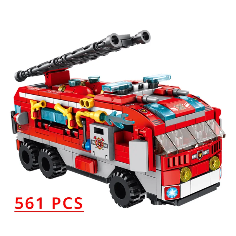 Fire Truck Строительные блоки ракета пусковая установка автомобиль штабелирование игрушки пожарный грузовик полицейский катер город строительные кирпичи робот самолет вертолет - Цвет: Fire Truck
