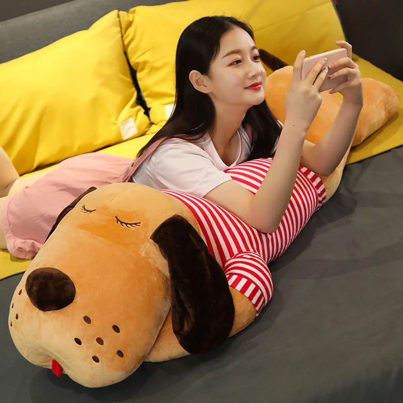 Новинка полосатая собака коричневая собачка лежащая дети плюши друг спит