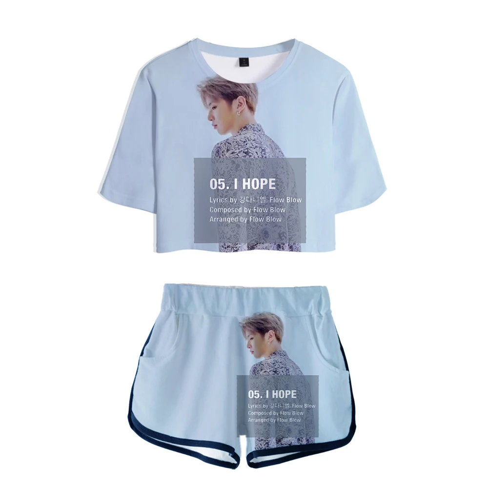 

Kang Daniel 2019 NEW K-pop two piece set casual 2pcs set pop sweet streetwear women sets female shorts set