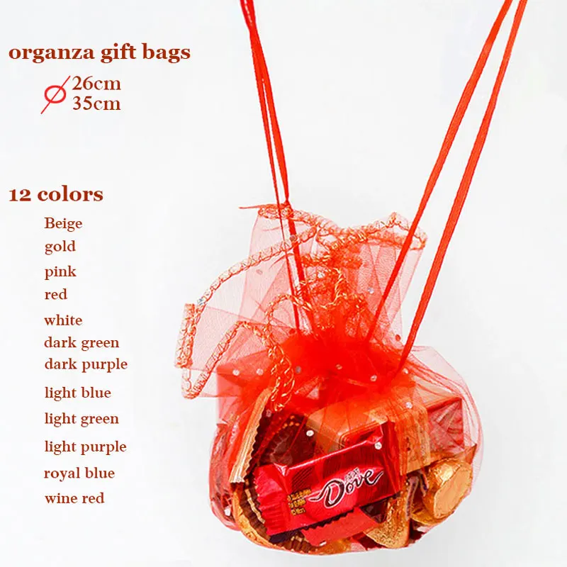 Round Jewelry Packing 10pcs/lot Multi-colors Drawable Organza Bags Wedding Birthday Candy Gift &amp Pouches 7Zsh836/838 | Дом и сад