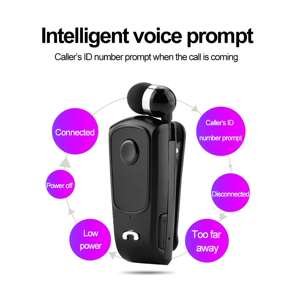 

FineBlue F920 Wireless Bluetooth Earphone Retractable Handsfree Headset Stereo Remind Sports Running Wear Clip Headset For Phone