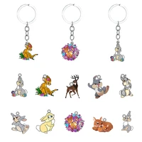 disney fawn bambi characters anime cartoon epoxy resin keychain for backpack school bag pendant acrylic jewelry keychain diy1106