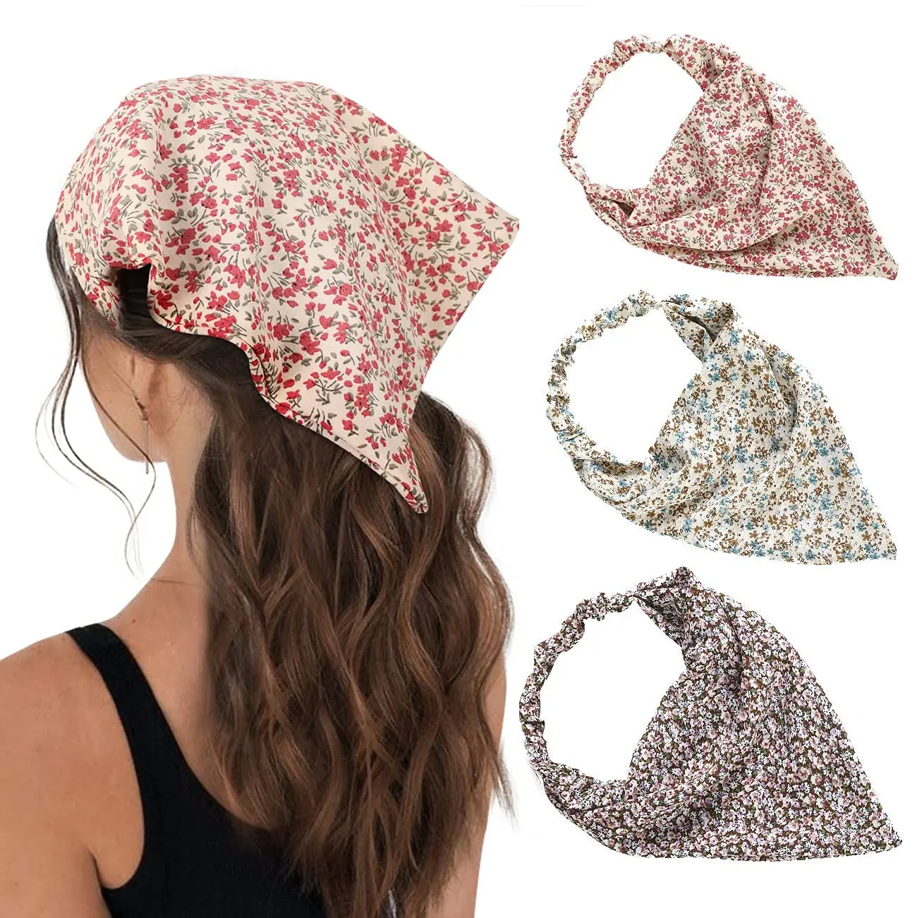 

Women Hair Scarf Bandanas Triangle Headwear Headband Scrunchies Floral Kerchief Hairband Headbands Hair Bands Hair Accessories