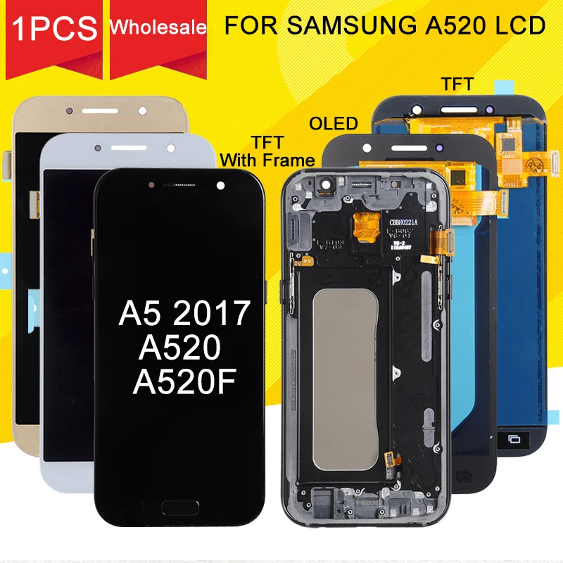 Dinamico Акция A5 дисплей для samsung Galaxy A520 Lcd кодирующий преобразователь сенсорного экрана в сборе A520F дисплей с рамкой