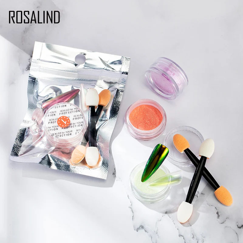 Порошок ROSALIND Shine Aurora для дизайна ногтей блестящий цветной пигмент пыль украшение