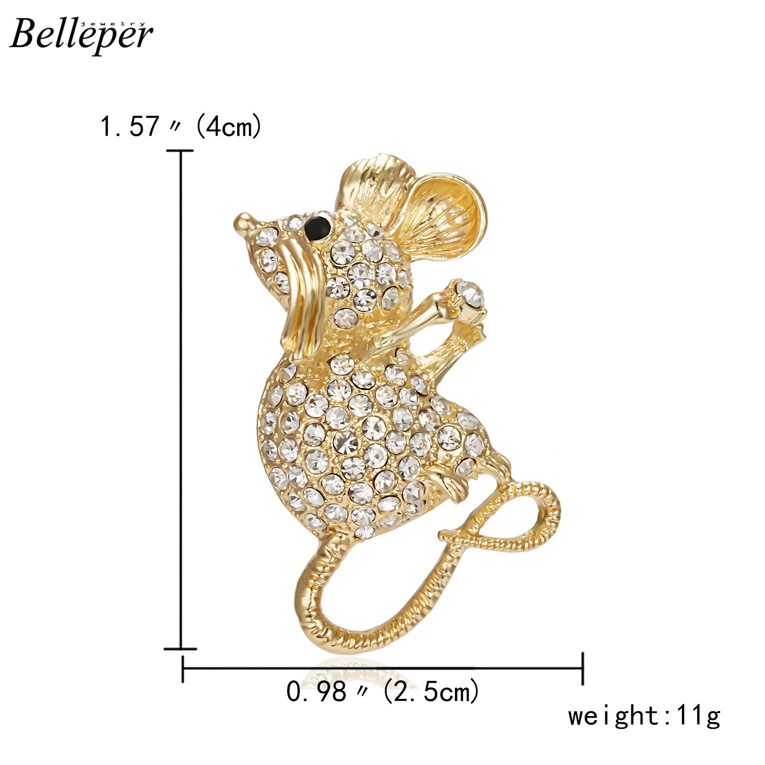 Брошь с мышью и стразами в ретро-стиле, украшение для одежды, украшение для волос, модные ювелирные изделия в стиле китайского года, подарки.