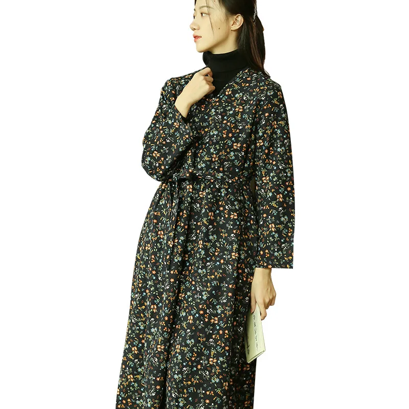 

Женское свободное платье из хлопка и льна, свободное платье в литературном стиле с широкой юбкой, модель f505 на лето, 2021