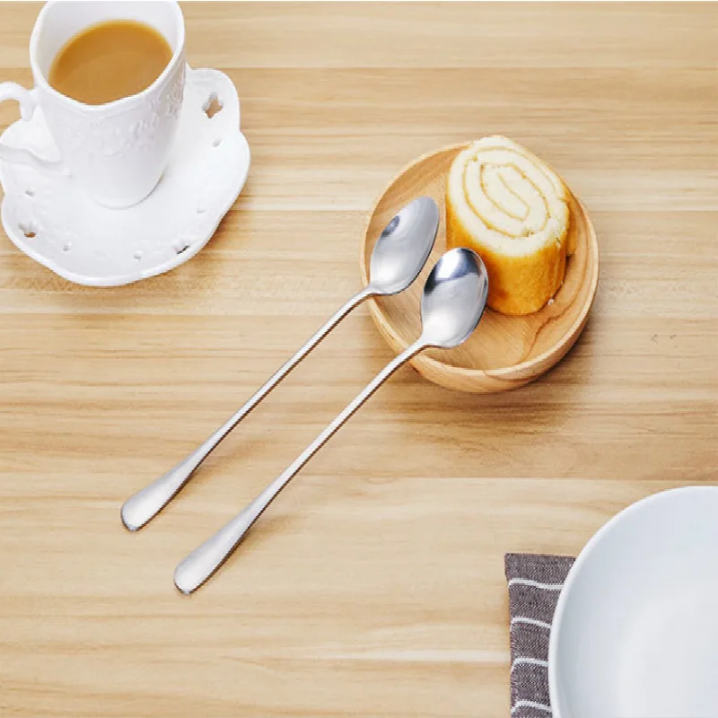 2 шт. ложка с длинной ручкой Нержавеющая сталь чайная кофейная для мороженого