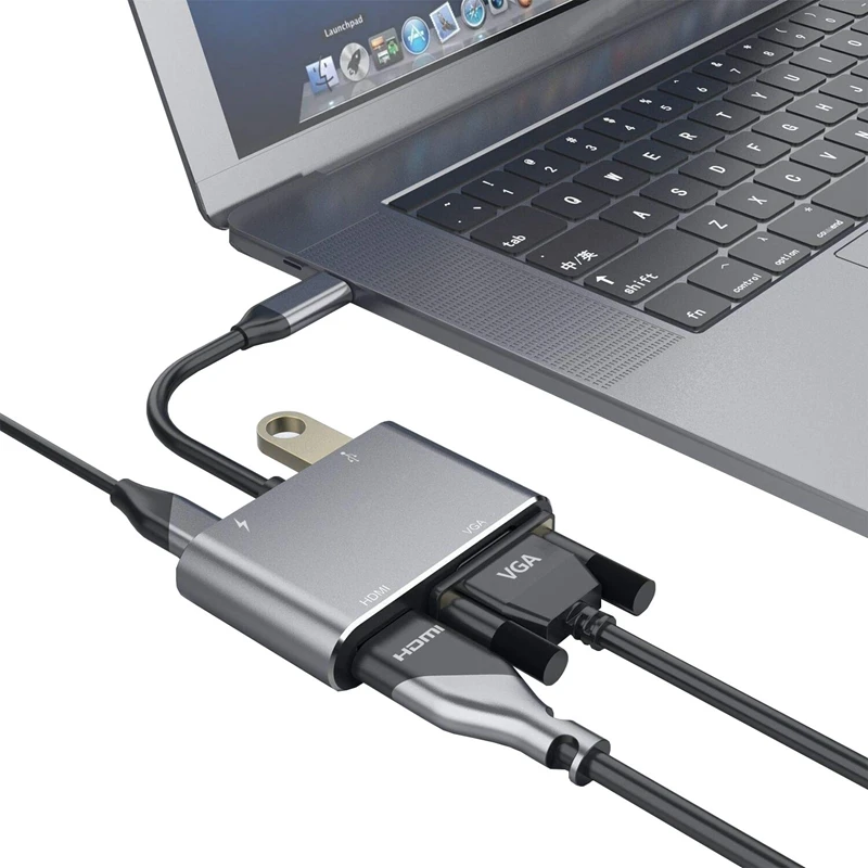USB C к Hdmi Vga адаптер 4 в 1 Тип видео конвертер быстрое зарядное устройство для iPad Pro/ |