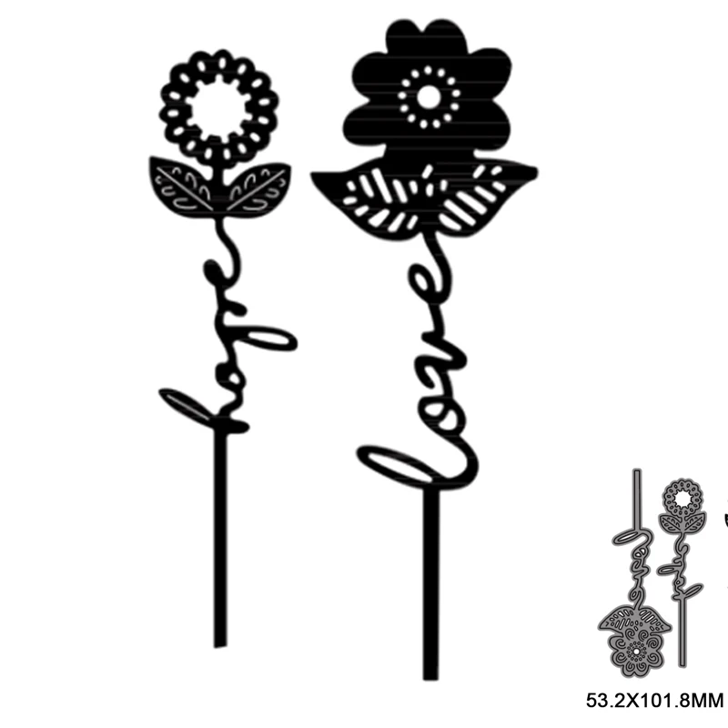 

2pcs New Love Flower Metal Cut Dies Stencils for Scrapbooking Photo Album Decorative Embossing DIY Paper Card Marking 2021