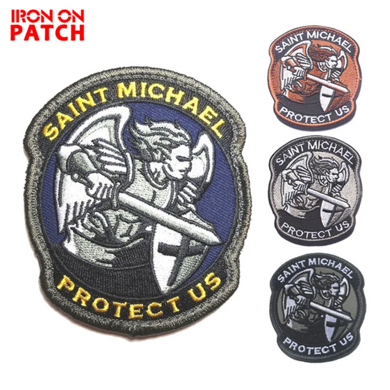 

Военная нашивка Saint Michael защищает США, вышитые значки, нашивки для одежды с крючком и петлей