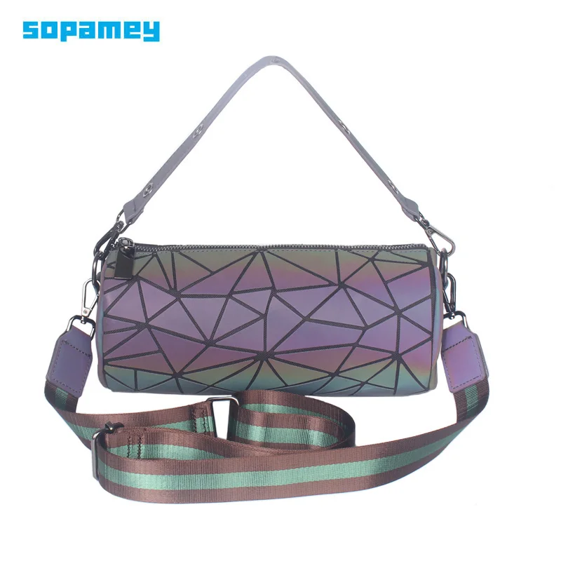 

Luminous Women Barrel-shaped Bag Folding Shopping Messenger Bags Female Handbag Lightweight Crossbody Bag High Quality Lady Bag