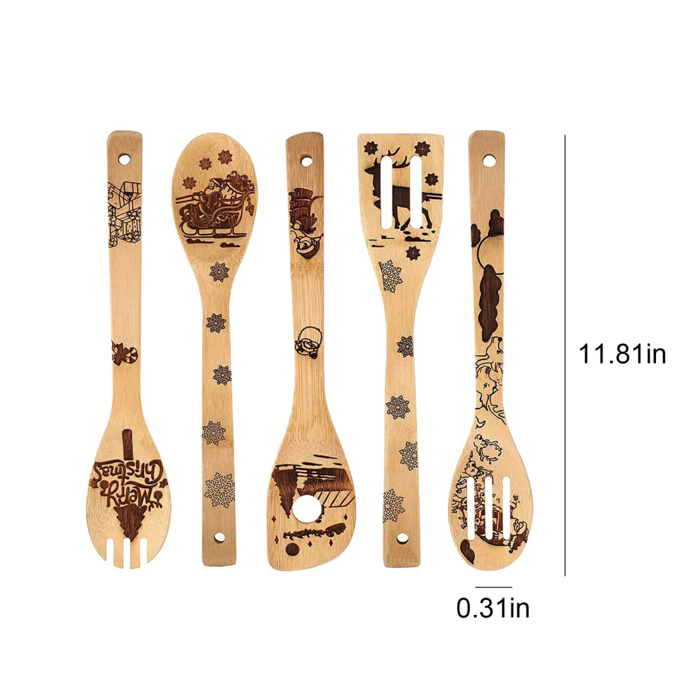 

5 Pcs High-quality Spatula Spatula Bamboo Halloween Cookware Set Cookware Cooking Tool Gift Bamboo Spatula Kitchen Accessories