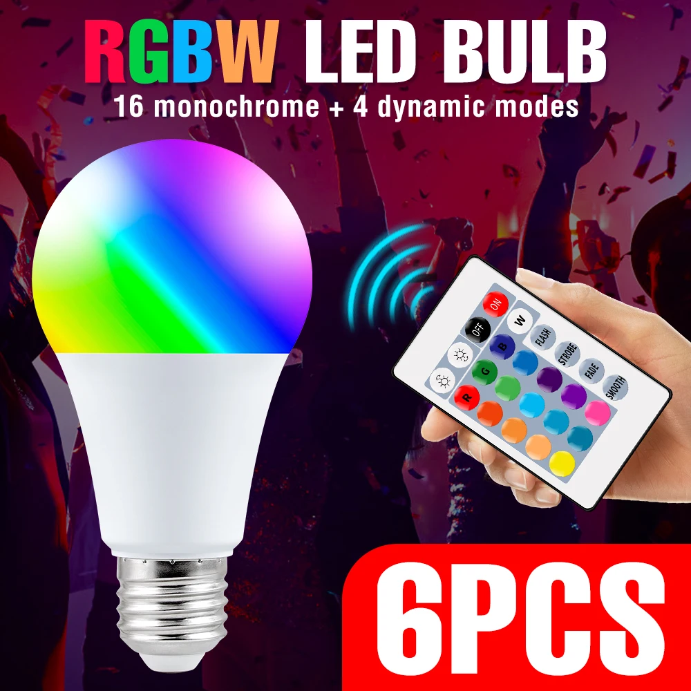Лампочка RGB светодиодная 5/10/15 Вт 220 В 6 шт. | Освещение