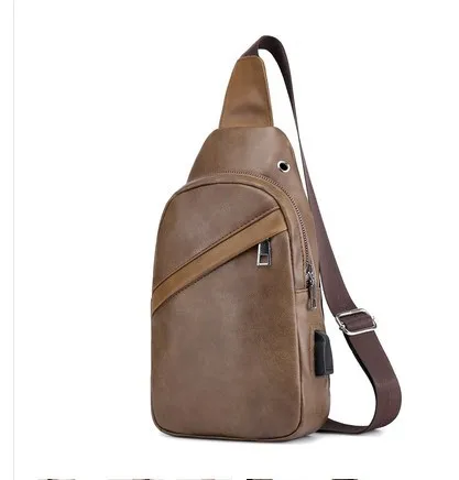 3-light brown Мужские сумки через плечо, мужская сумка на груди с USB, дизайнерская сумка через плечо, кожаные сумки на плечо, диагональная упаковка, рюкзак для путешествий - Цвет: 3-light brown