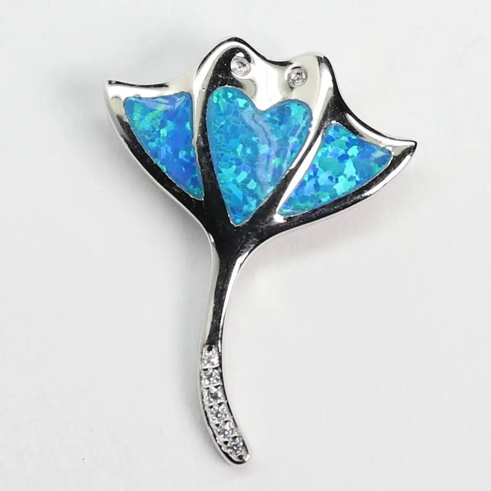 

Beautiful 925 Sterling Silver Blue Opal Pendant Stingray Silver pendant Party Gift for Women Pendant Necklace