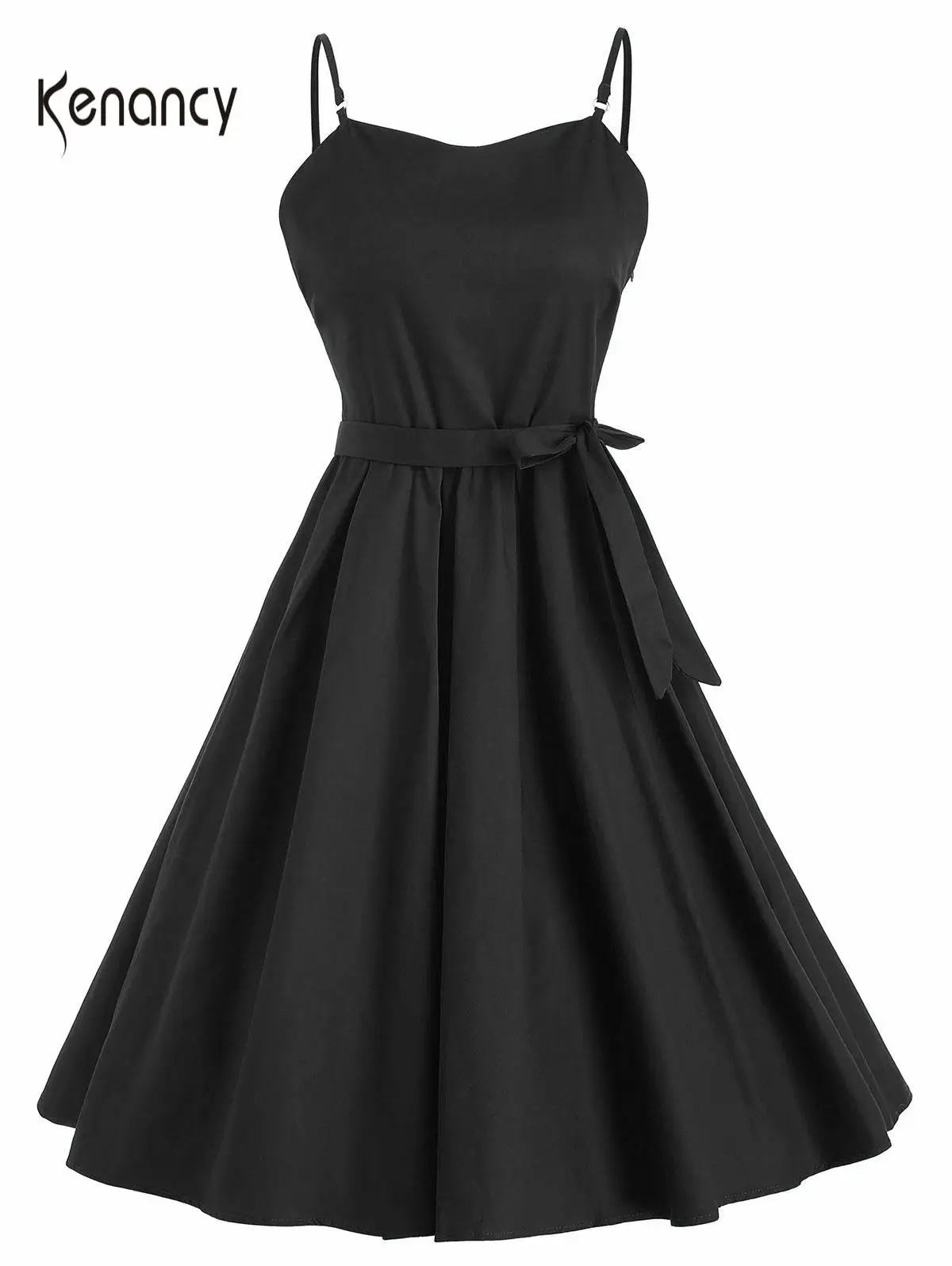 Женское винтажное платье на тонких бретельках с поясом|Женские платья| |