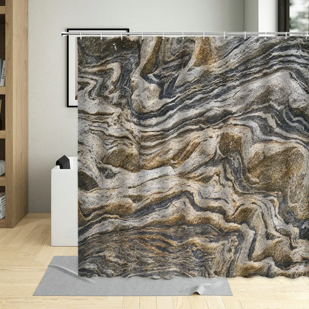 

Vintage Marbling Shower Curtain Design Liquid Marble Print Bathroom Curtains Art Poster Screens Fabric Home Decor With Hooks