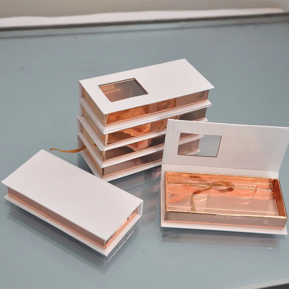 

Wholesale eyelash packaging box lash boxes package custom rectangle white 25mm false eyelashes makeup case vendors fast shipping