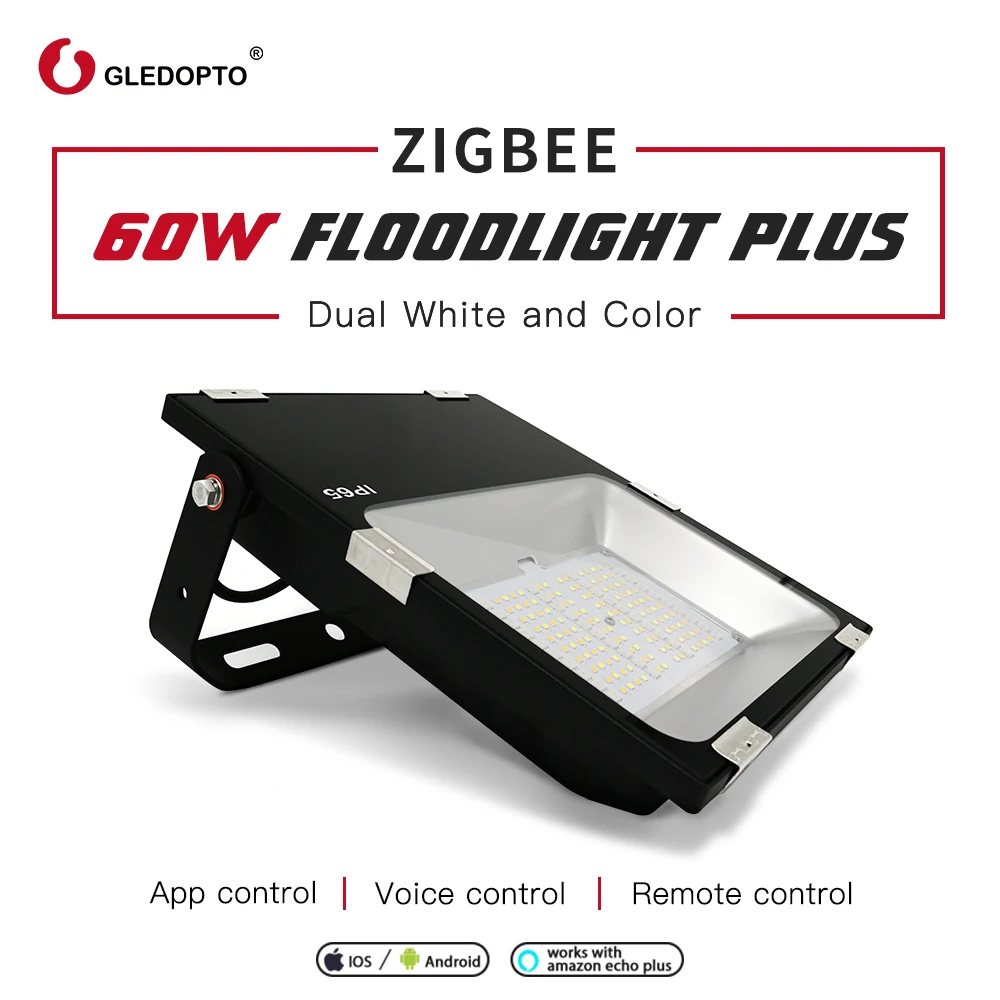 

G светодиодный OPTO 60 Вт смарт Zigbee потока СИД светильник плюс 5500LM RGBCCT открытый светильник IP65 Водонепроницаемый работает с Alexa Echo плюс SmartThings