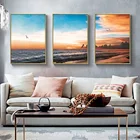 Настенная картина с изображением заката на пляже, Постер и принты на холсте в стиле прибрежной волны, Современная гостиная, спальня, морской пейзаж, домашний декор