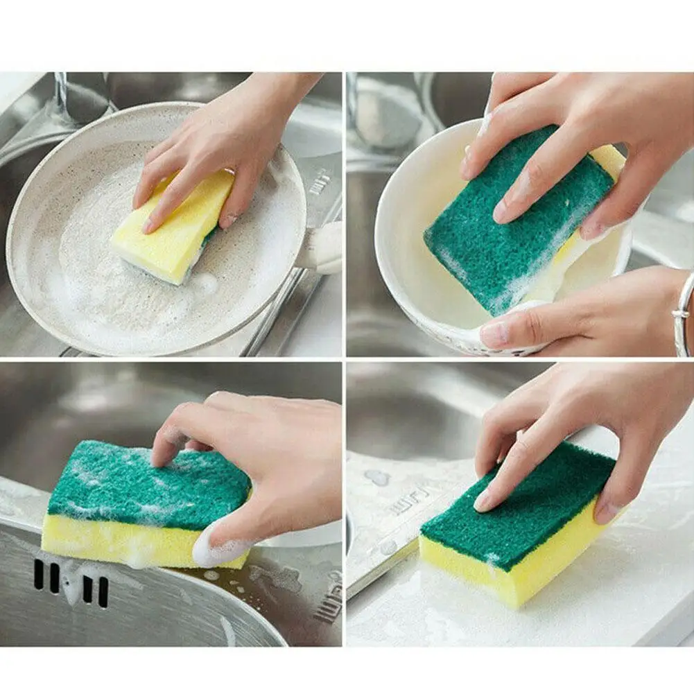 

High Density Sponge Kitchen Cleaning Tools Washing Towels Cloth Sponge Scouring Cleaning Pad Dish Wiping Rags Microfiber K7r5