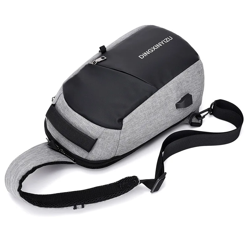 

New Chest Package Male USB Waterproof Backpack Business Casual Glance Satchel Glass Package Canvas Bag