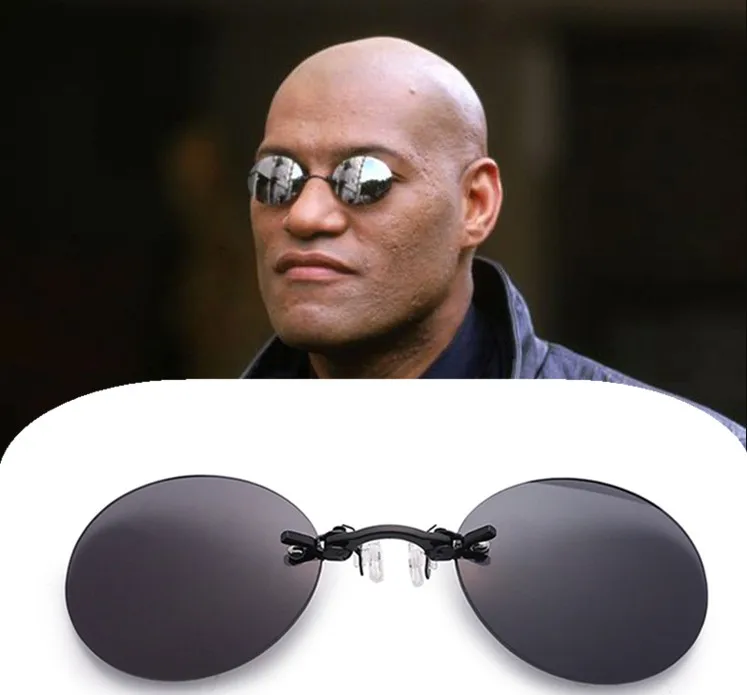 Gafas de sol con Clip en la nariz para hombre, lentes de sol de estilo Vintage, redondas, sin montura, de lujo, Hacker Empire Matrix