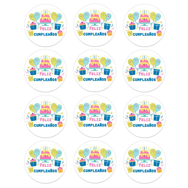 4.5cm Spanish Birthday Party Decor Stickers HAPPY BIRTHDAY Gift For You And Cake Adhesive Seal Sticker For Baking 3